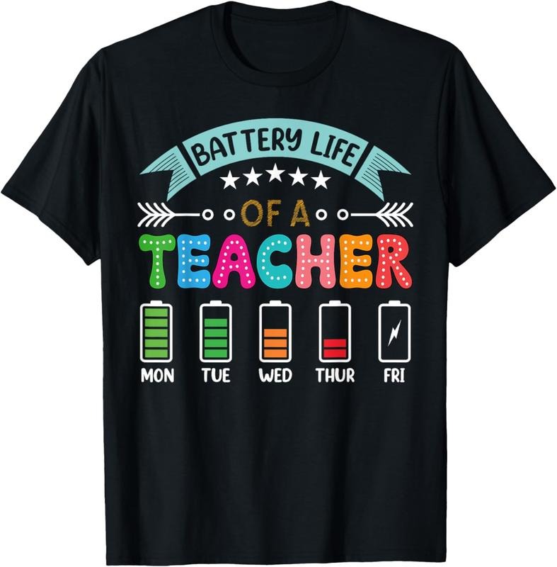 100% Cotton Battery Life Teacher School Battery Life Of A Teacher T-Shirt Hoodie, Sweatshirt | HypeCrazeTee.com