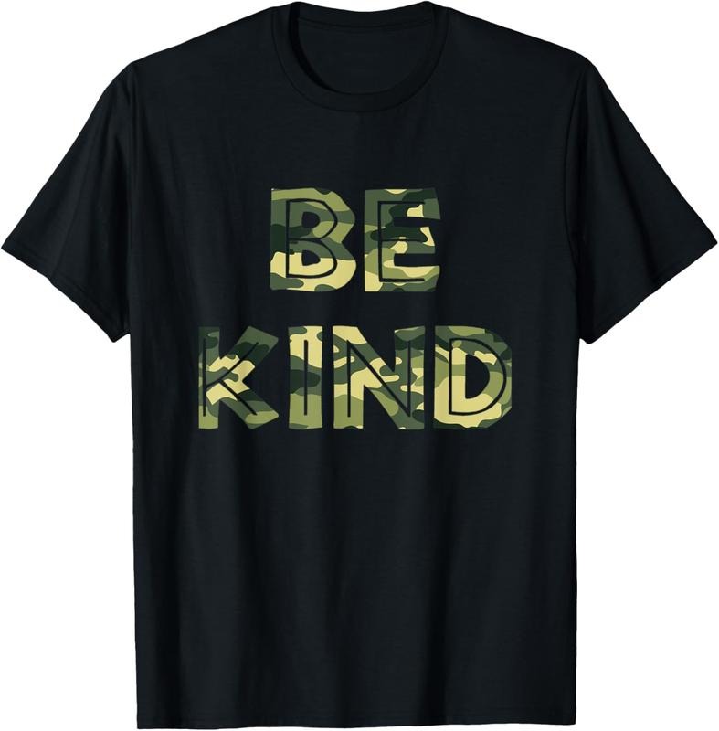 100% Cotton Be Kind Camo Military Anti-bullying T-Shirt Hoodie, Sweatshirt | HypeCrazeTee.com