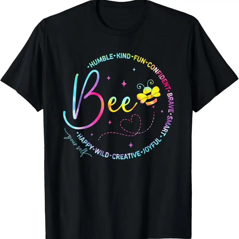 100% Cotton Bee Happy Kind Brave Humble Smart Positive Bumblebee Womens T-Shirt Hoodie, Sweatshirt | HypeCrazeTee.com