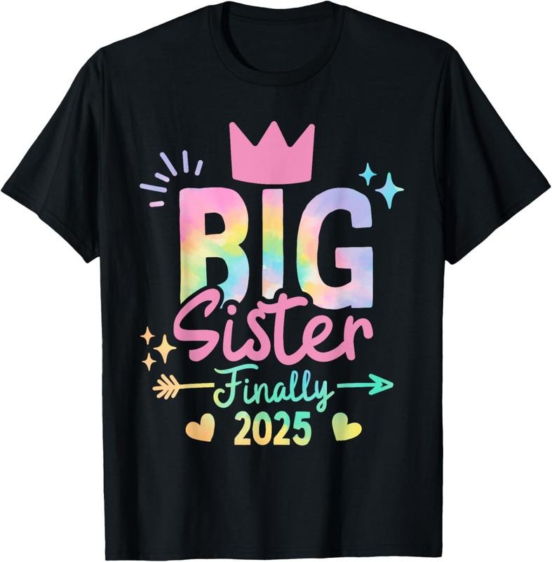 100% Cotton Big Sister Finally 2025 Tie Dye Promoted to Big Sister 2025 T-Shirt Hoodie, Sweatshirt | HypeCrazeTee.com