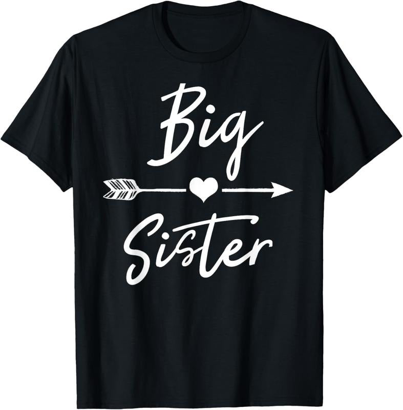 100% Cotton Big sister T Shirt cute girls womens heart arrow love tee T-Shirt Hoodie, Sweatshirt | HypeCrazeTee.com