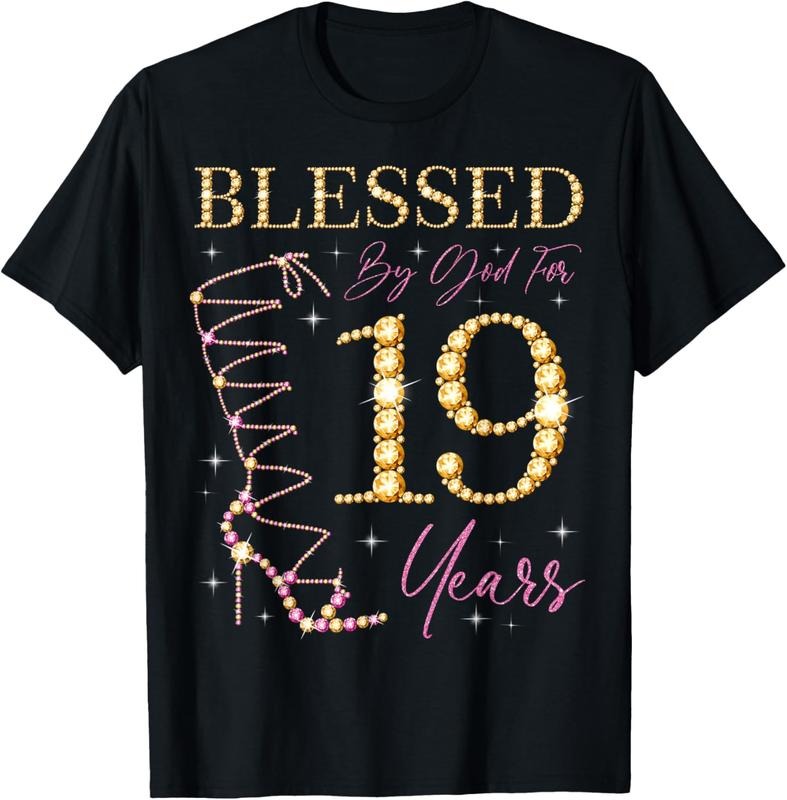 100% Cotton Blessed By God For 19 Years Old 19th Birthday Party B-day T-Shirt Hoodie, Sweatshirt | HypeCrazeTee.com