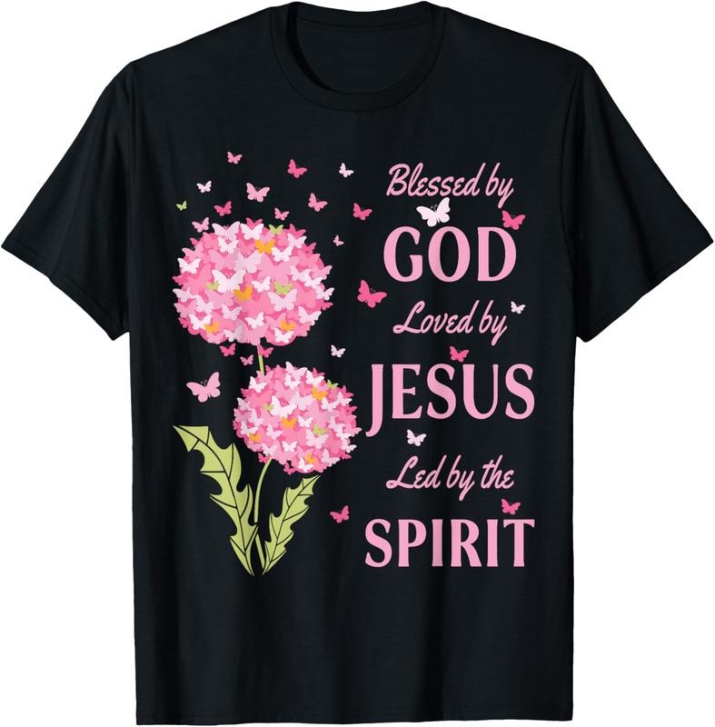 100% Cotton Blessed by God Loved by Jesus Butterfly Dandelion T-Shirt Hoodie, Sweatshirt | HypeCrazeTee.com