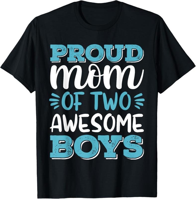 100% Cotton Boy Mom Shirt For Women, Proud Mom Of 2 Awesome Boys T-Shirt Hoodie, Sweatshirt | HypeCrazeTee.com