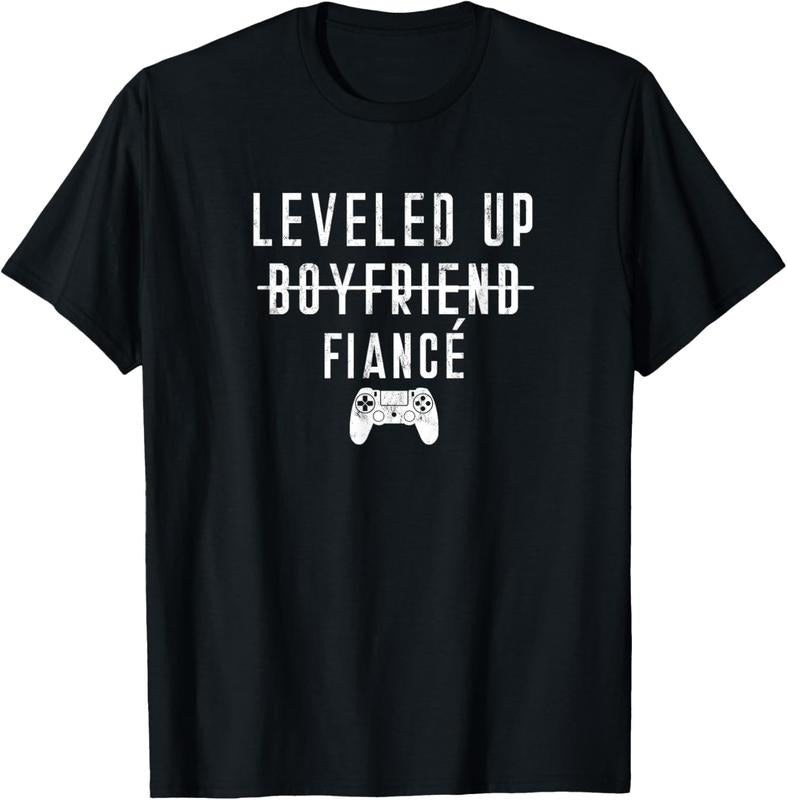 100% Cotton Boyfriend To Fiance Level Leveled Leveling Up Video Game T-Shirt Hoodie, Sweatshirt | HypeCrazeTee.com