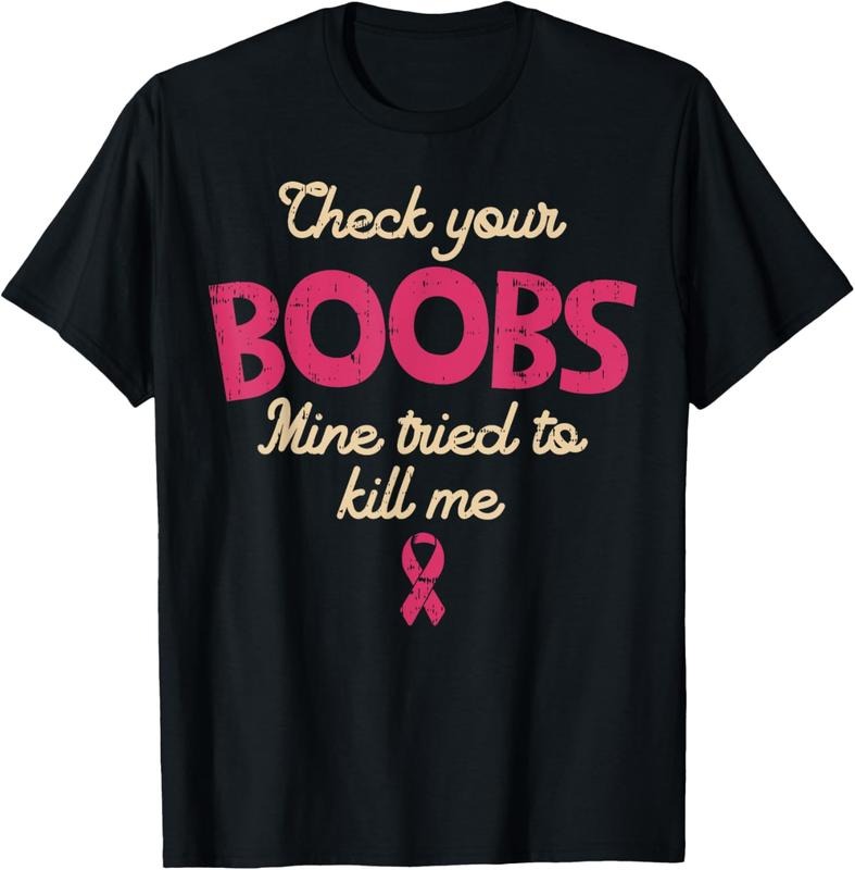 100% Cotton Breast Cancer Awareness Shirt Check Your Boobs Survivor Gift T-Shirt Hoodie, Sweatshirt | HypeCrazeTee.com