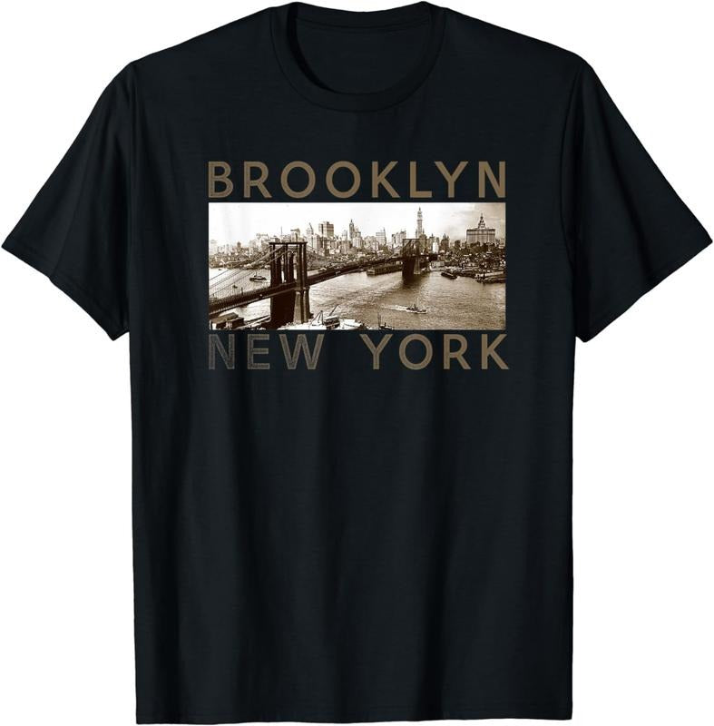 [100% Cotton]Brooklyn Bridge T Shirt Retro Vintage New York Photo Design Hoodie, Sweatshirt | HypeCrazeTee.com