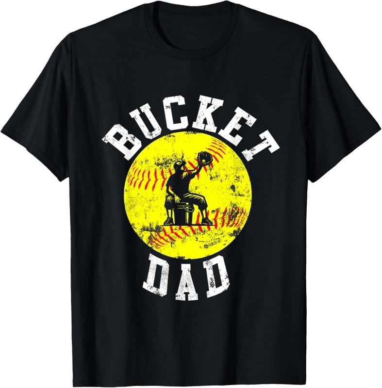100% Cotton Bucket Dad Softball Dad Baseball Funny Father's T-Shirt Hoodie, Sweatshirt | HypeCrazeTee.com