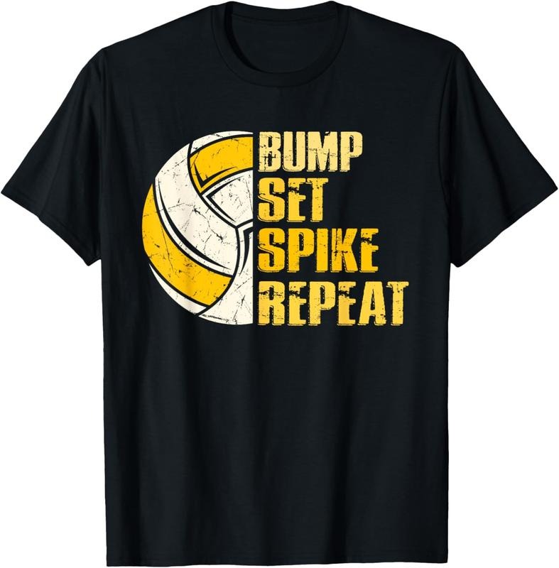 100% Cotton Bump Set Spike Repeat Volleyball Funny T-Shirt Hoodie, Sweatshirt | HypeCrazeTee.com