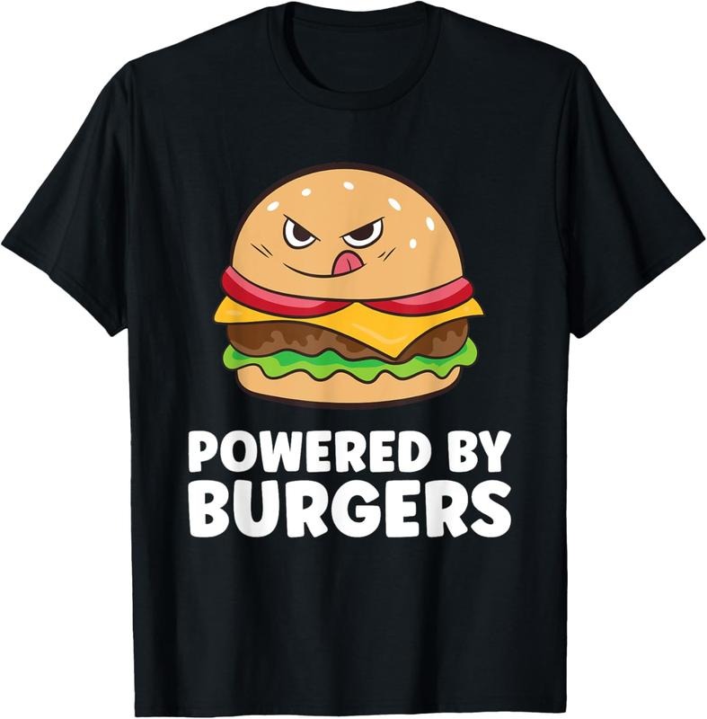 100% Cotton Burgers Fast Food Powered By Burgers T-Shirt Hoodie, Sweatshirt | HypeCrazeTee.com