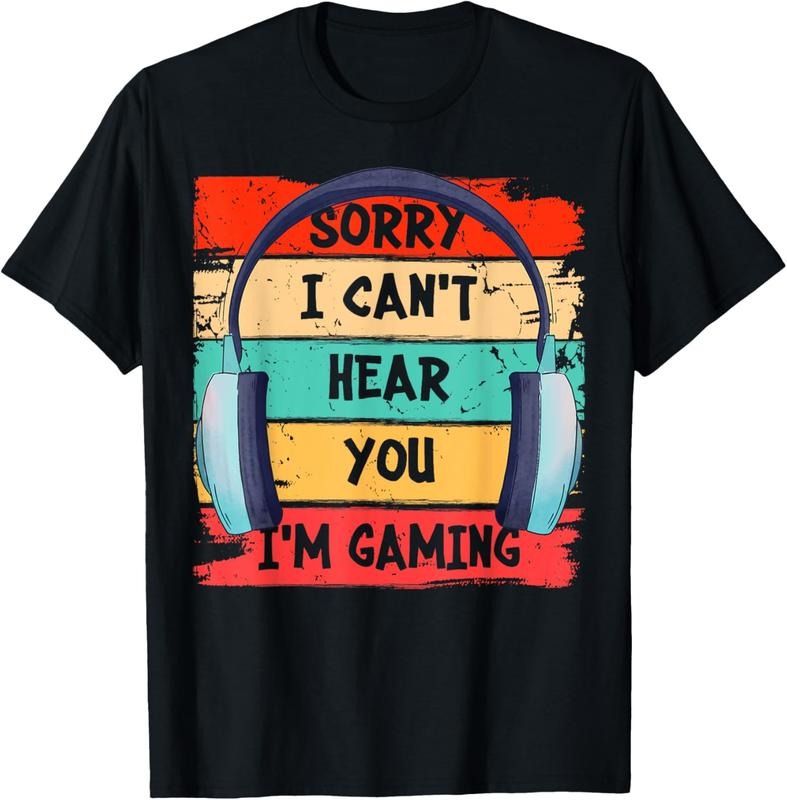 100% Cotton Can't Hear You I'm Gaming Vintage Gamer Headset Graphic T-Shirt Hoodie, Sweatshirt | HypeCrazeTee.com