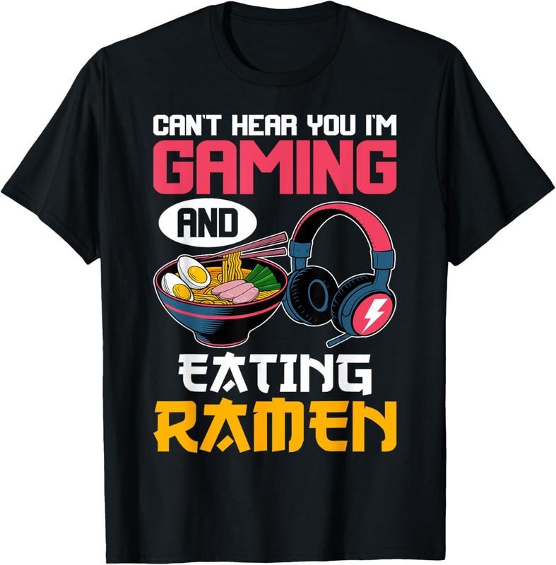 100% Cotton Can't Hear You I'm Gaming and Eating Ramen Noodles Gamer T-Shirt Hoodie, Sweatshirt | HypeCrazeTee.com