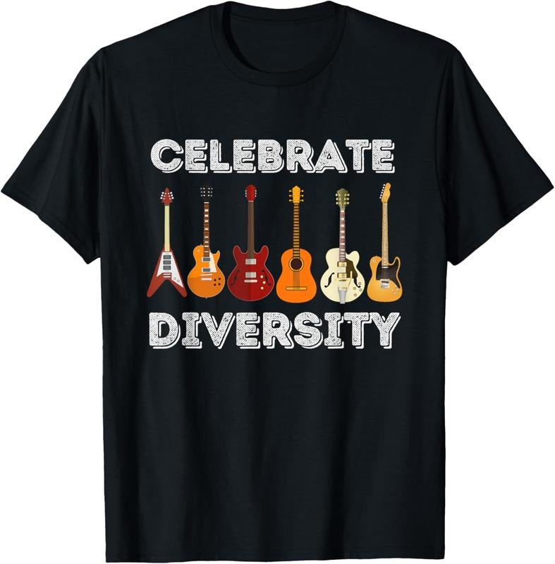 100% Cotton Celebrate Diversity - Funny Guitar Lover & Guitarist Gift T-Shirt Hoodie, Sweatshirt | HypeCrazeTee.com