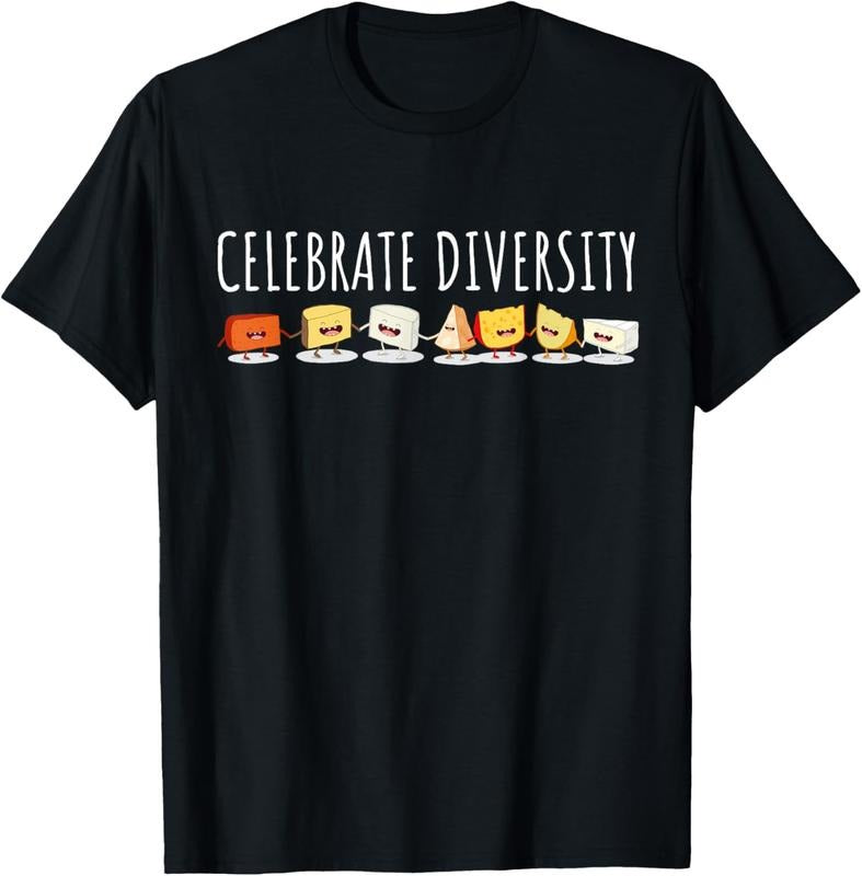 100% Cotton Celebrate Diversity Cheese Lover Shirt | Types of Cheese T-Shirt Hoodie, Sweatshirt | HypeCrazeTee.com