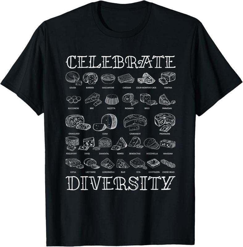 100% Cotton Celebrate Diversity Types of Cheese Shirt | Cheese T-Shirt Hoodie, Sweatshirt | HypeCrazeTee.com
