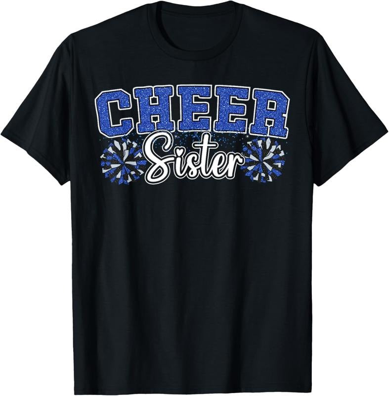 100% Cotton Cheer Sister My Favorite Cheerleader Calls Me Sisters Blue T-Shirt Hoodie, Sweatshirt | HypeCrazeTee.com