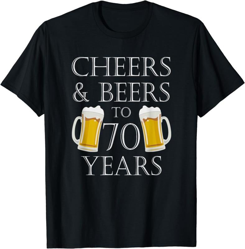 [100% Cotton]Cheers and Beers to 70 Years T-Shirt - 70th Birthday Gift Hoodie, Sweatshirt | HypeCrazeTee.com