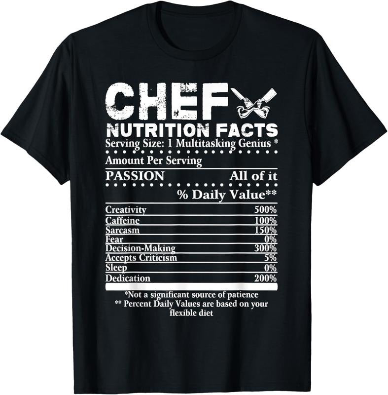 100% Cotton Chef Nutrition Facts T-Shirt Cool Chef Tee Gift For Chefs T-Shirt Hoodie, Sweatshirt | HypeCrazeTee.com