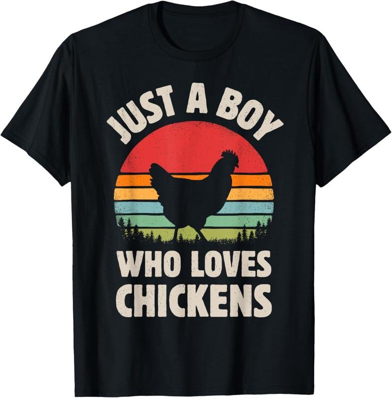 100% Cotton Chicken Just A Boy Who Loves Retro Farm Animal Farmer Sunset T-Shirt Hoodie, Sweatshirt | HypeCrazeTee.com