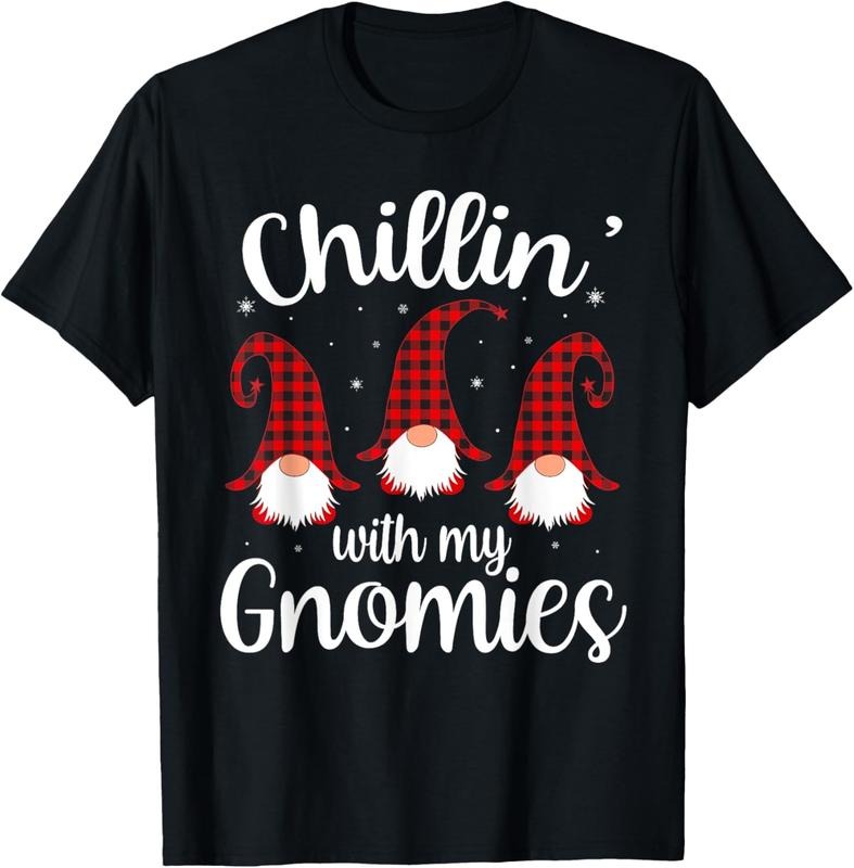 100% Cotton Chillin' With My Gnomies Buffalo Red Plaid Christmas Gnome T-Shirt Hoodie, Sweatshirt | HypeCrazeTee.com