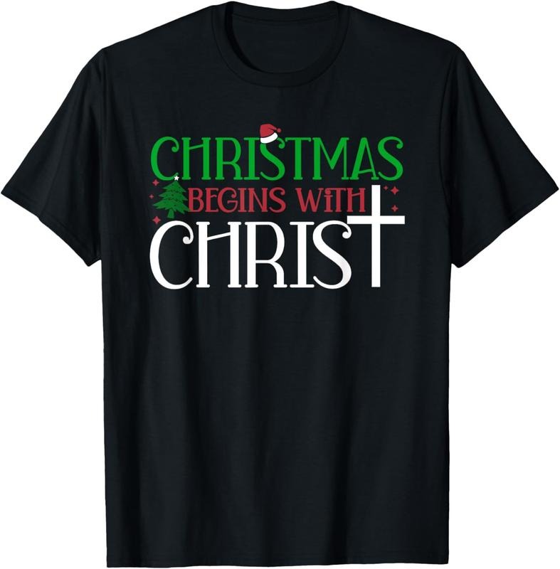 100% Cotton Christmas Begins With Christ Jesus Christian Faith Holidays T-Shirt Hoodie, Sweatshirt | HypeCrazeTee.com