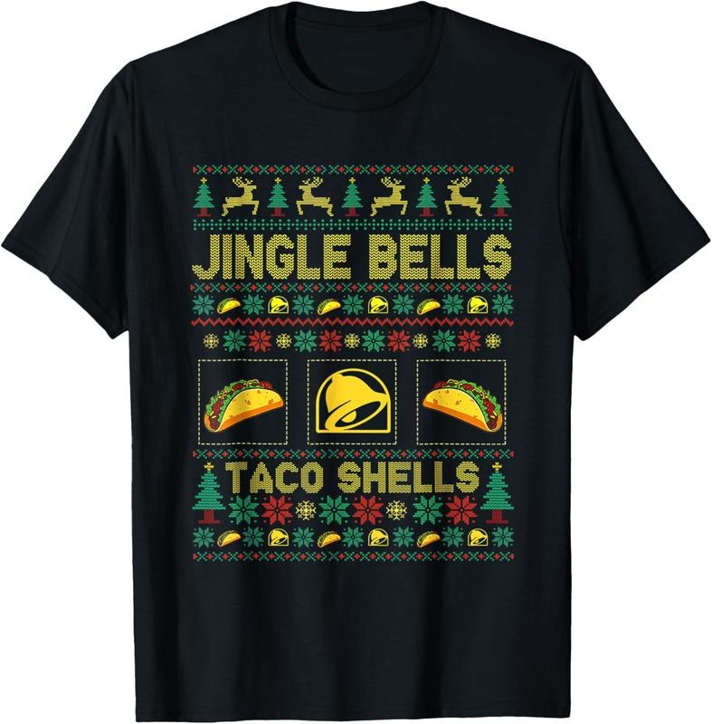 100% Cotton Christmas Jingle Bells Taco Shells Funny Ugly Xmas Family T-Shirt Hoodie, Sweatshirt | HypeCrazeTee.com
