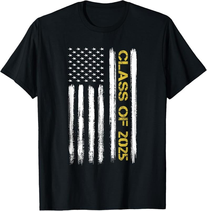 100% Cotton Class Of 2025 Senior Patriotic American Flag Graduation Gift T-Shirt Hoodie, Sweatshirt | HypeCrazeTee.com