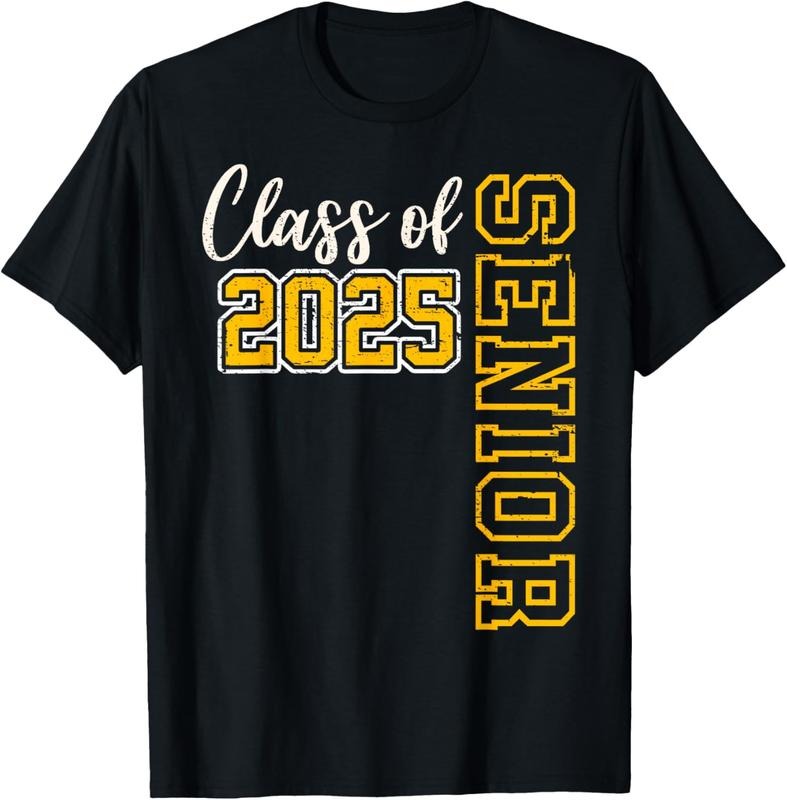 100% Cotton Class of 2025 Senior 25 High School Graduation Black Gold T-Shirt Hoodie, Sweatshirt | HypeCrazeTee.com