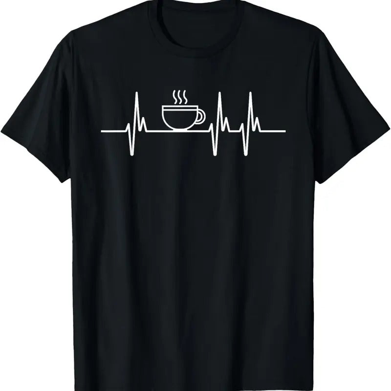 100% Cotton Coffee Heartbeat - Funny Coffee Lover Caffeine Joke T-Shirt Hoodie, Sweatshirt | HypeCrazeTee.com