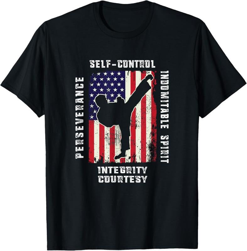 100% Cotton Cool American Flag Taekwondo Gift | Tae Kwon Do Martial Arts T-Shirt Hoodie, Sweatshirt | HypeCrazeTee.com