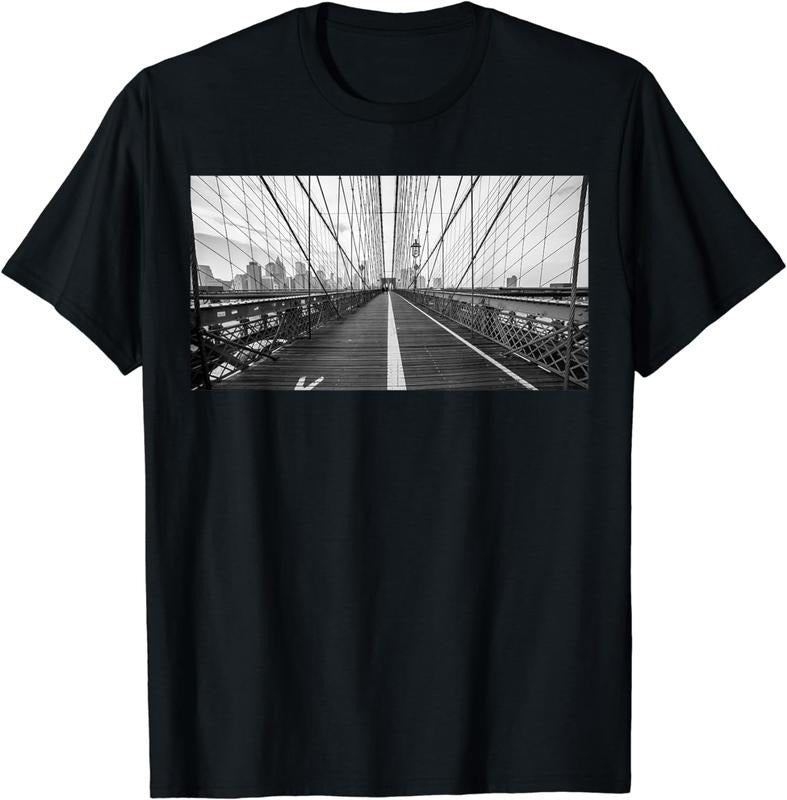 [100% Cotton]Cool Black & White Brooklyn Bridge T-Shirt Hoodie, Sweatshirt | HypeCrazeTee.com