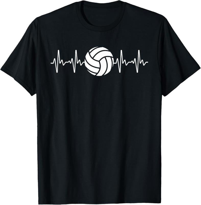 100% Cotton Cool Volleyball Heartbeat Design Men Women Volleyball Coach T-Shirt Hoodie, Sweatshirt | HypeCrazeTee.com