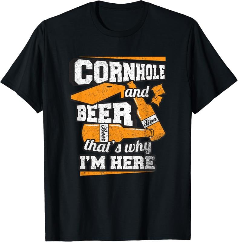 100% Cotton Cornhole And Beer That's Why I'm Here Funny Cornhole T-Shirt T-Shirt Hoodie, Sweatshirt | HypeCrazeTee.com