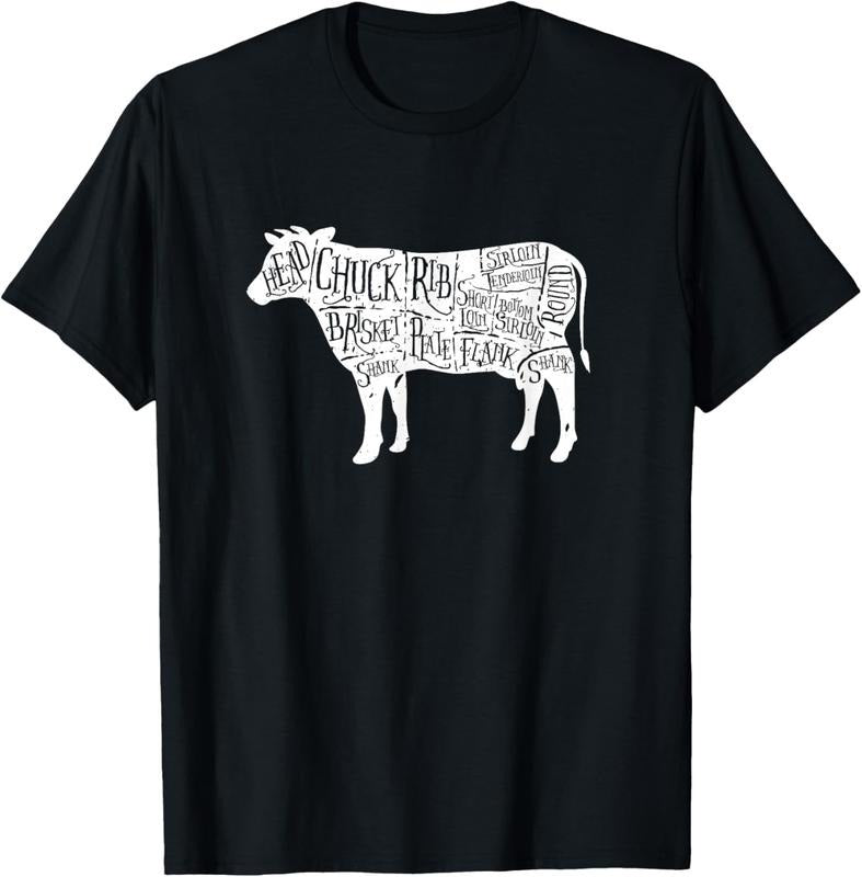 100% Cotton Cow Butcher Tees - Beef Cuts Diagram T-Shirt T-Shirt Hoodie, Sweatshirt | HypeCrazeTee.com