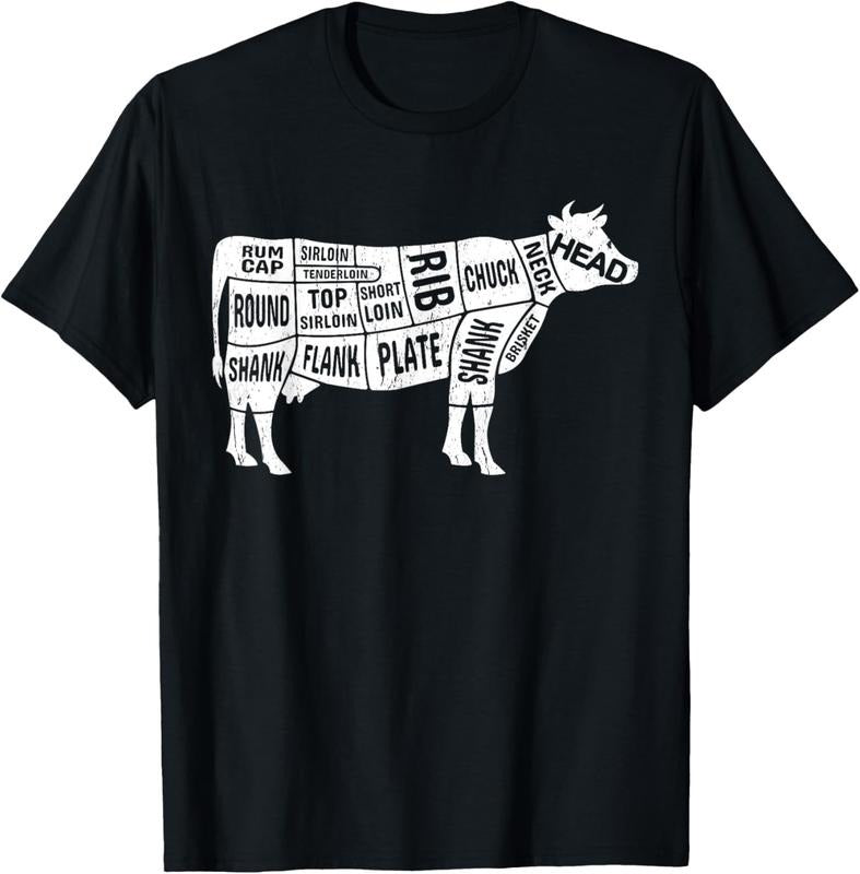 100% Cotton Cow Butcher Tees, Beef Cuts Diagram BBQ meat cuts T-Shirt Hoodie, Sweatshirt | HypeCrazeTee.com
