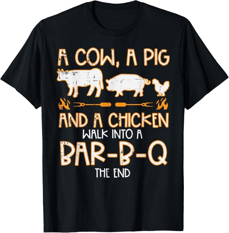 100% Cotton Cow Pig Chicken Walk Bar B Q Bbq Barbecue Grilling Men Women T-Shirt Hoodie, Sweatshirt | HypeCrazeTee.com