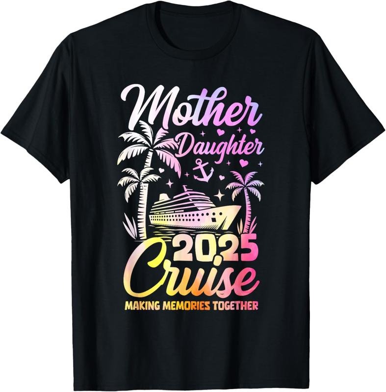 100% Cotton Cruise Mother Daughter Trip 2025 Funny Mom Daughter Vacation T-Shirt Hoodie, Sweatshirt | HypeCrazeTee.com