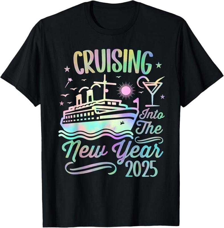 100% Cotton Cruising Into 2025 New Years Eve Party Favors Family Holiday T-Shirt Hoodie, Sweatshirt | HypeCrazeTee.com