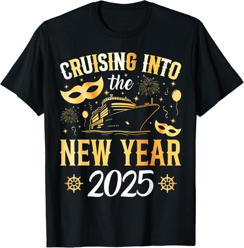 100% Cotton Cruising Into The New Year 2025 Family New Year Trip 2025 T-Shirt Hoodie, Sweatshirt | HypeCrazeTee.com