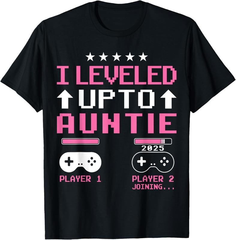 100% Cotton Cute I Leveled Up to Aunt 2025 Promoted to Auntie 2025 Gamer T-Shirt Hoodie, Sweatshirt | HypeCrazeTee.com
