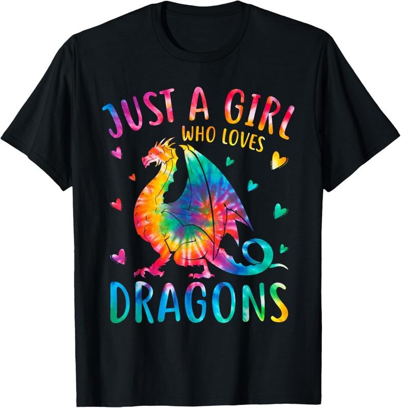 100% Cotton Cute Just A Girl Who Loves Dragons Tie Dye Women and Girls T-Shirt Hoodie, Sweatshirt | HypeCrazeTee.com