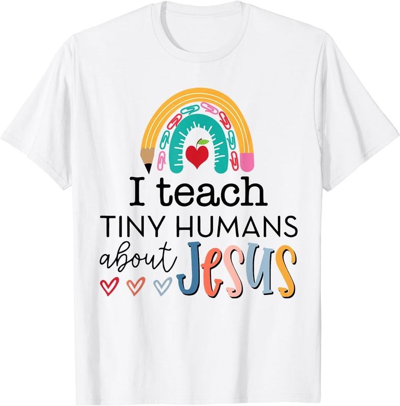 [100% Cotton]Cute Rainbow Back To School, I Teach Tiny Humans About Jesus T-Shirt Hoodie, Sweatshirt | HypeCrazeTee.com