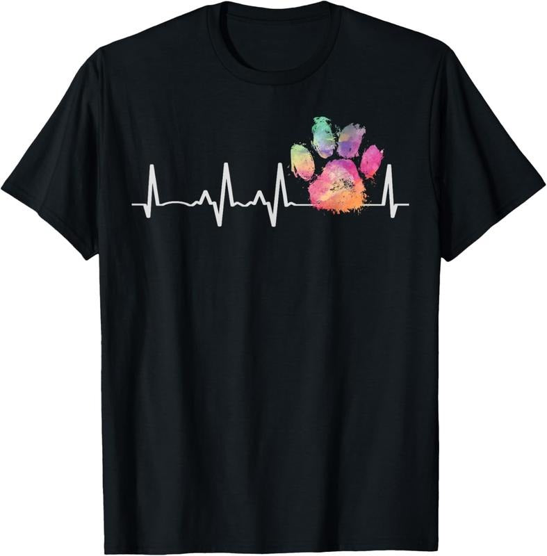 100% Cotton Cute Veterinarian Gift Rainbow Paw Print Heartbeat Vet Tech T-Shirt Hoodie, Sweatshirt | HypeCrazeTee.com