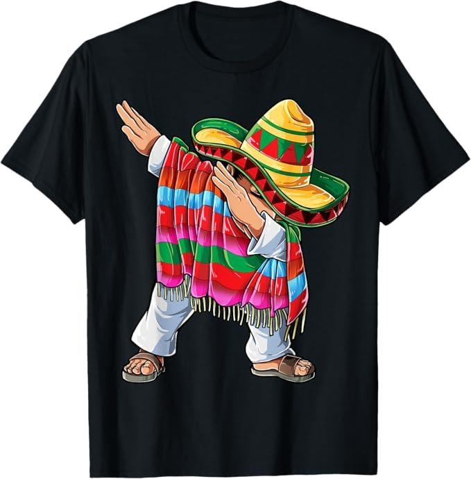 [100% Cotton]Dabbing Mexican Poncho Cinco de Mayo Boys Men Short Sleeve Sombrero Dab T-Shirt Hoodie, Sweatshirt