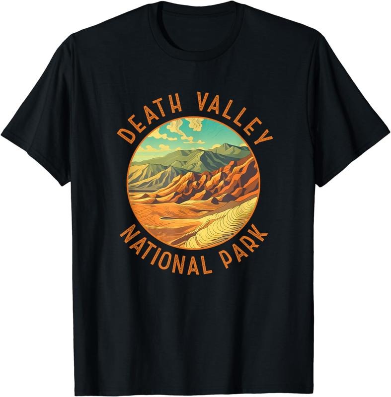 [100% Cotton]Death Valley National Park Illustration Distressed Circle T-Shirt Hoodie, Sweatshirt | HypeCrazeTee.com