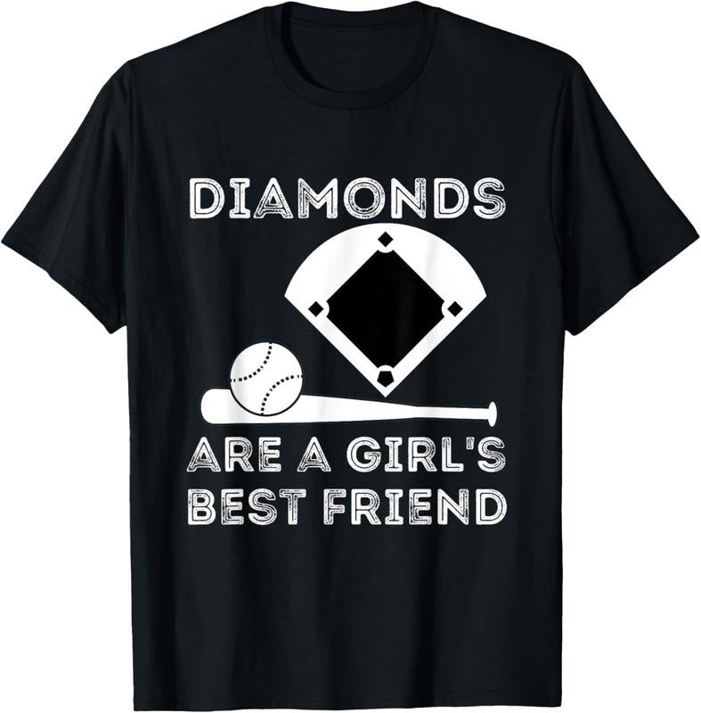 100% Cotton Diamonds Are A Girl's Best Friend - Baseball & Softball Fan T-Shirt Hoodie, Sweatshirt | HypeCrazeTee.com