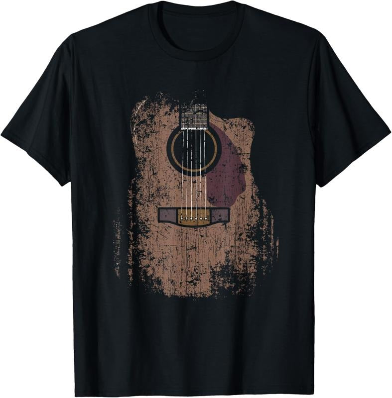 100% Cotton Distressed Acoustic Guitar Vintage Player Rock & Roll Music T-Shirt Hoodie, Sweatshirt | HypeCrazeTee.com