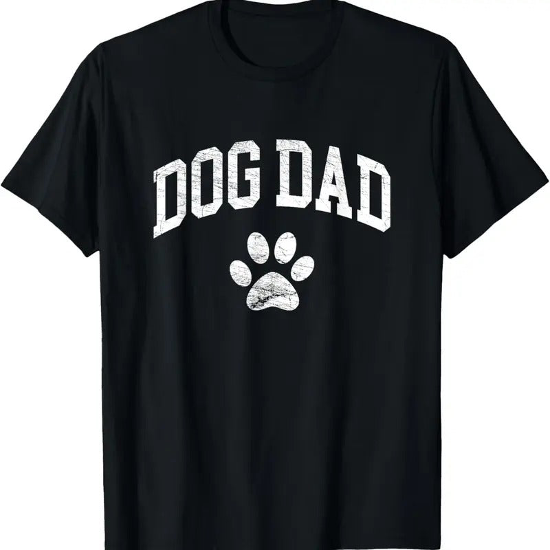 100% Cotton Dog Dad - Distressed Design Style - Funny Dog Paw - Classic T-Shirt Hoodie, Sweatshirt | HypeCrazeTee.com