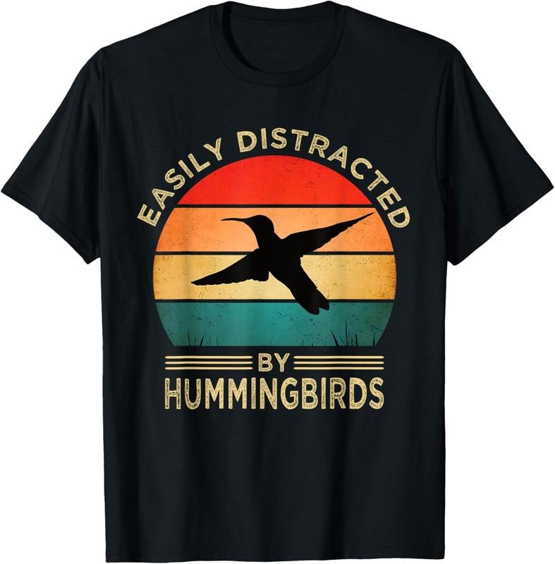 100% Cotton Easily Distracted By Hummingbirds Vintage Funny Hummingbird T-Shirt Hoodie, Sweatshirt | HypeCrazeTee.com