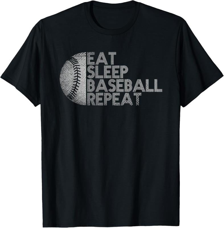 100% Cotton Eat Sleep Baseball Repeat Baseball Player Funny Baseball T-Shirt Hoodie, Sweatshirt | HypeCrazeTee.com